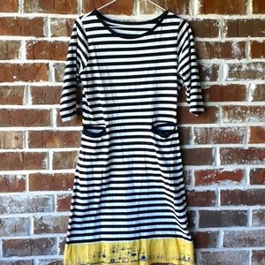 Svaha Dress, Chemistry Lab scene at bottom, black/white striped